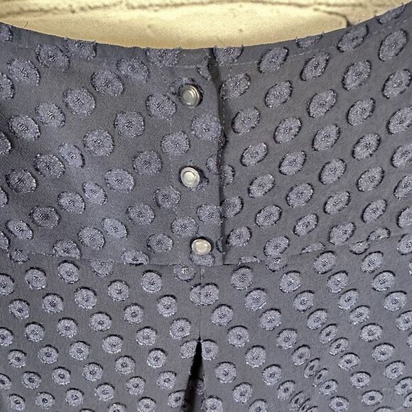 Maeve by Anthropologie Swiss Polka Dot Blouse Scalloped Hem Sheer Navy 2 - Picture 4 of 5